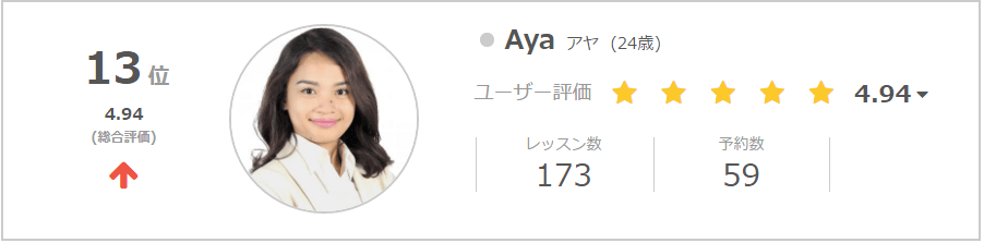 ネイティブキャンプAya講師